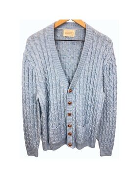 Lord Jeff Men’s Light Blue Knit Cardigan Sweater ~Vintage~ Hip